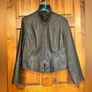 Harley Davidson Women's sz Medium Tribal Black Leather Jacket